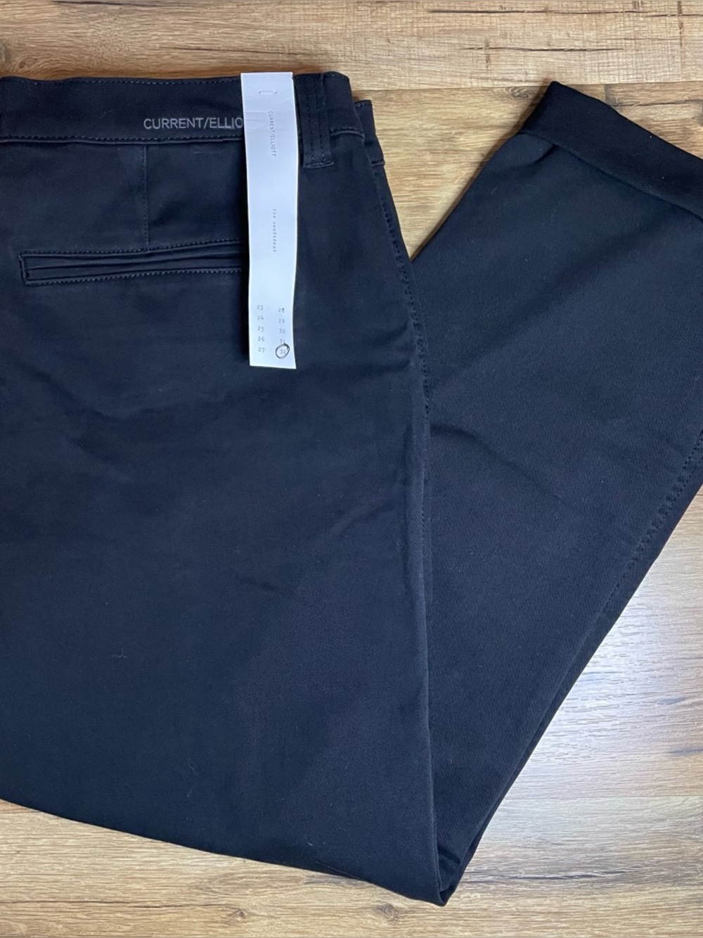 Current/Elliott The Confidant Pants In Clean Black Chino Crop Trousers Size 32